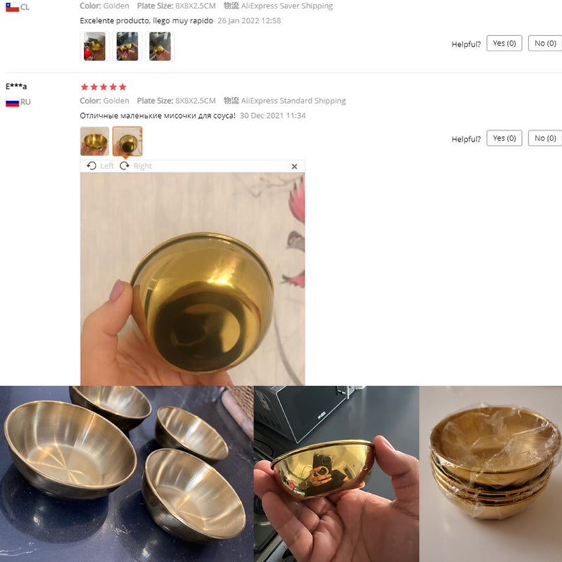 2PCS/4PCS Stainless Steel Golden Sauce Dishes – Appetizer & Seasoning Serving Tray Set for Kitchen Tableware