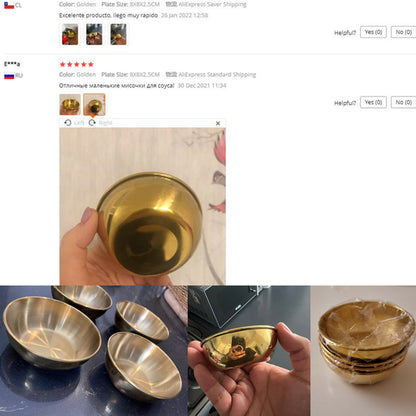 2PCS/4PCS Stainless Steel Golden Sauce Dishes – Appetizer & Seasoning Serving Tray Set for Kitchen Tableware