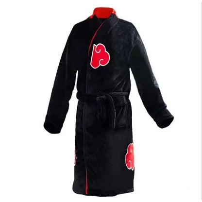 Naruto Akatsuki Uchiha Itachi Robe – Flannel Thickened Thermal Bathrobe Nightgown Pajama for Teens
