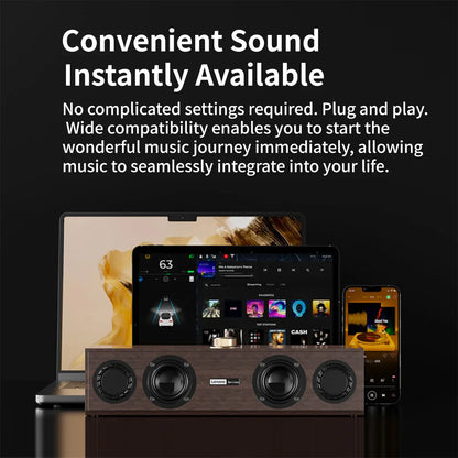 Lenovo C02 Multimedia Bluetooth Speaker – Wired & Wireless Retro Dual-Mode Subwoofer for TV, Computer & Mobile Devices
