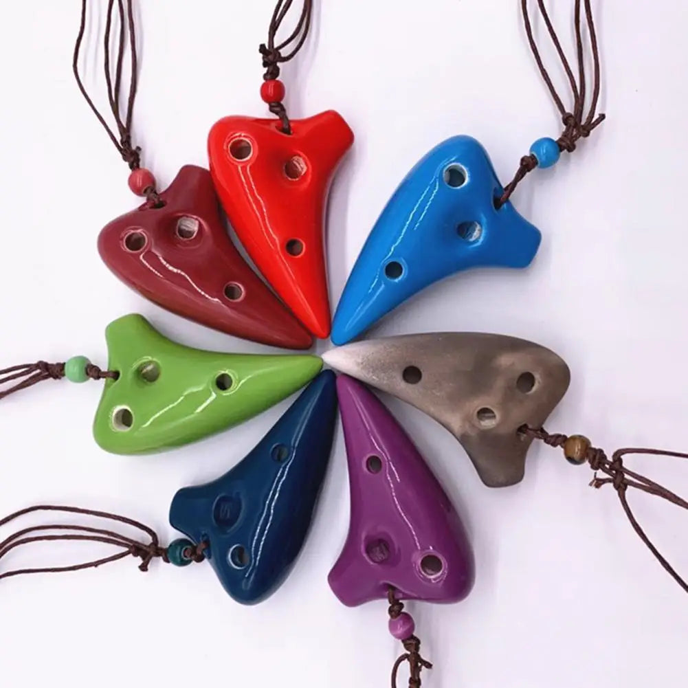 6 Hole Ceramic Ocarina - Mini Professional Musical Instrument with Lanyard and Music Score for Music Lovers