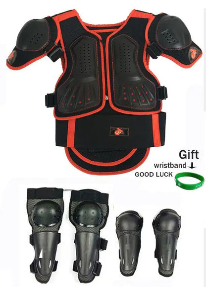 Kids Motocross Body Armor Vest – Chest, Spine & Knee Protection Gear for Boys & Girls (Height 0.85–1.7m)