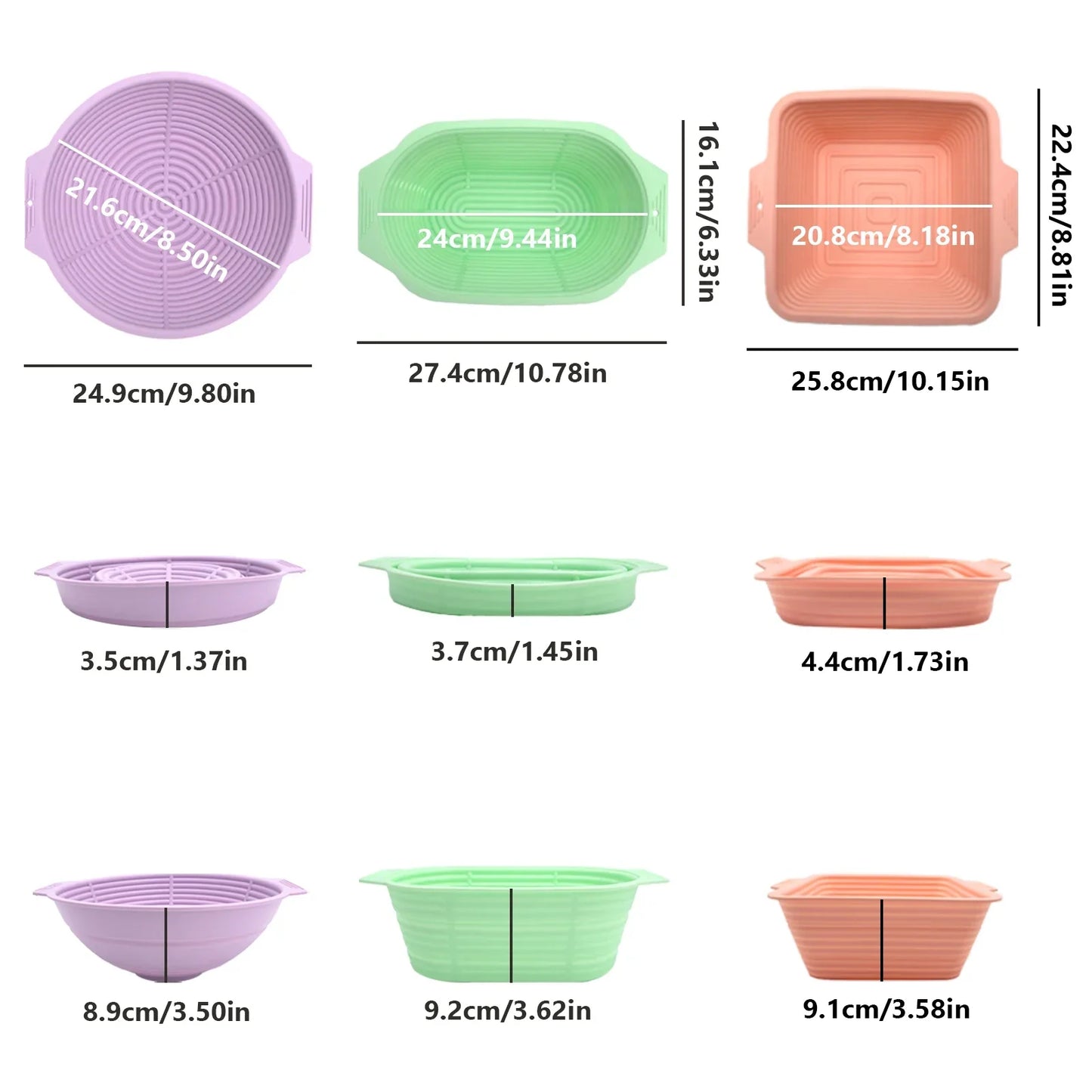 Collapsible Silicone Bread Proofing Basket – Non-Stick Fermentation Basket for Sourdough and Various Bread Baking