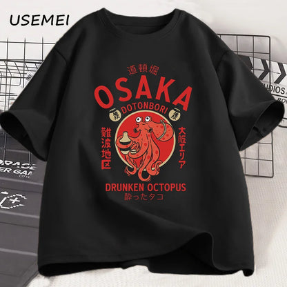 Osaka Dotonbori Drunken Octopus T-Shirt – Japanese Street Food Lover Vintage Cotton Graphic Tee