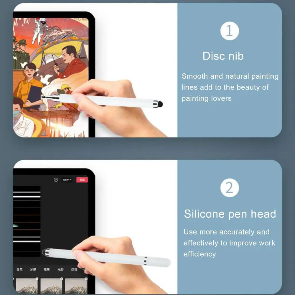 2-in-1 Universal Tablet Stylus Pen – High Sensitivity Double-Headed with Replaceable Nib for Smartphone & Drawing