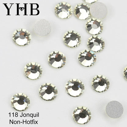 YHB Cold Fix Crystal Flatback Rhinestones - Silver Back Non Hotfix DIY Gems for Nail Art, Bags, Shoes, Garments & Phone Decoration