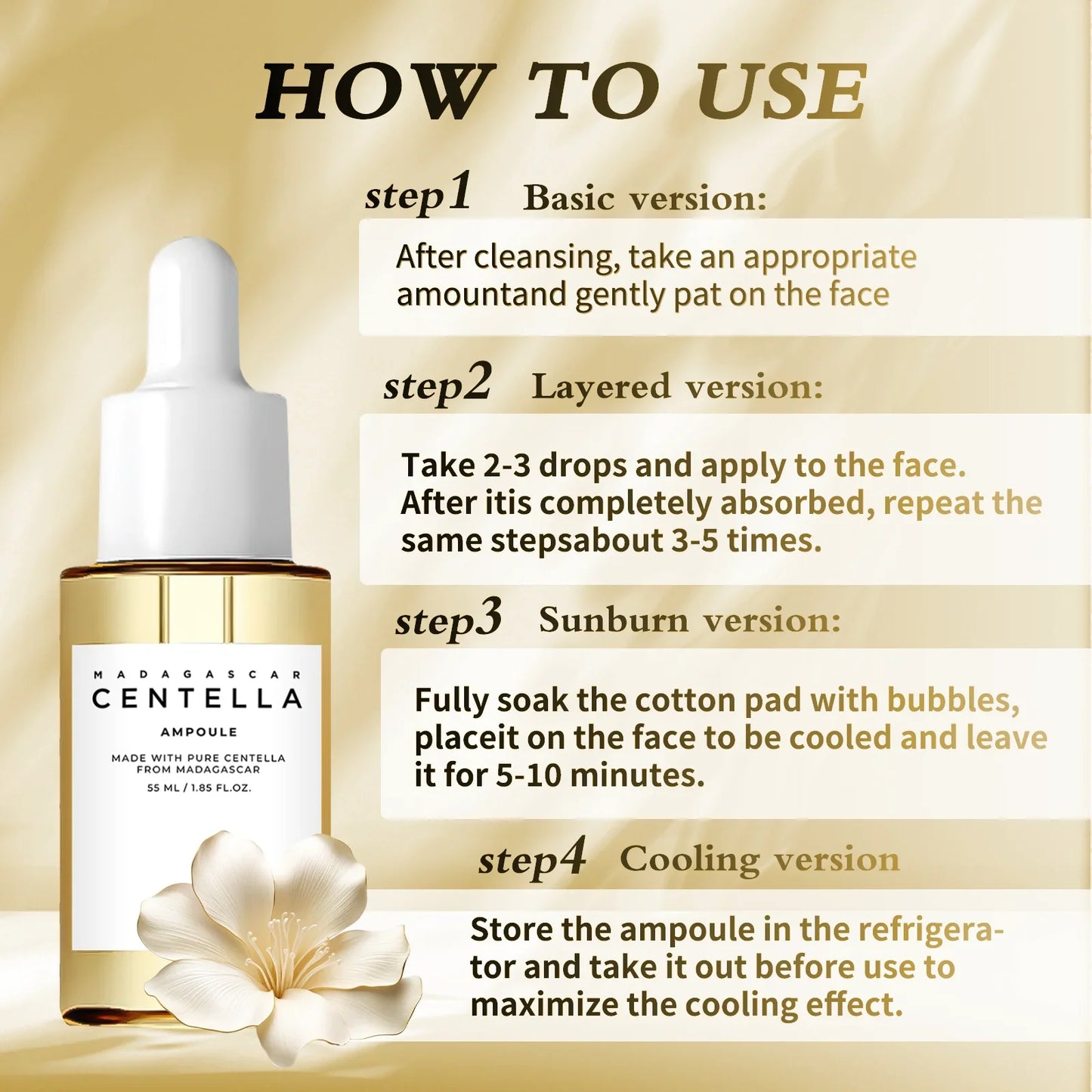 Centella Asiatica Soothing Serum - 55ml Madagascar Formula for Sensitive Skin Relief, Acne Care & Deep Hydration