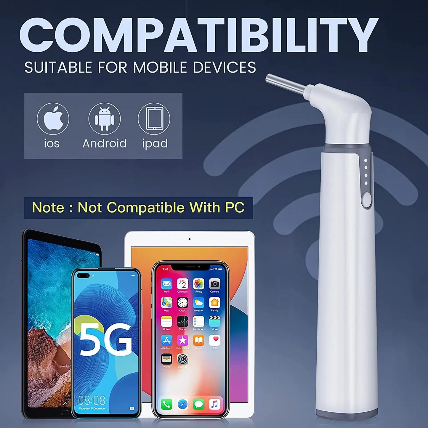 Explore Your Ears with the 3.9mm Wireless Otoscope Ear Camera - 720P HD WiFi Ear Scope with 6 LED, Perfect for Kids and Adults on Android and iPhone