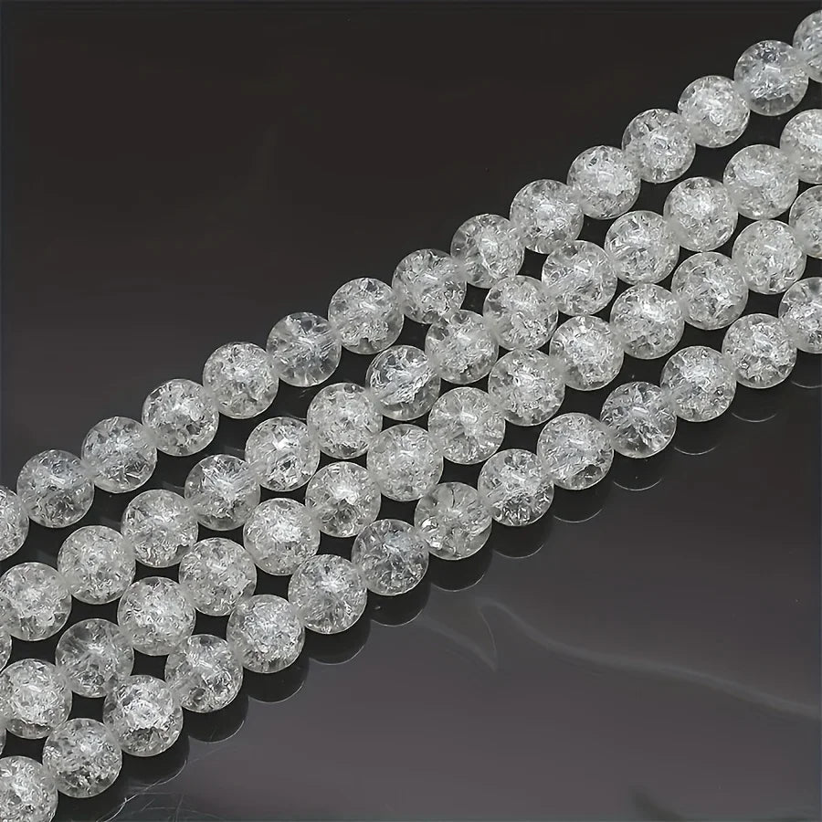 6/8/10mm White Cracked Acrylic Spacer Beads for DIY Jewelry Making – Handmade Bracelet & Necklace Craft Beads, Unique Gift Supplies