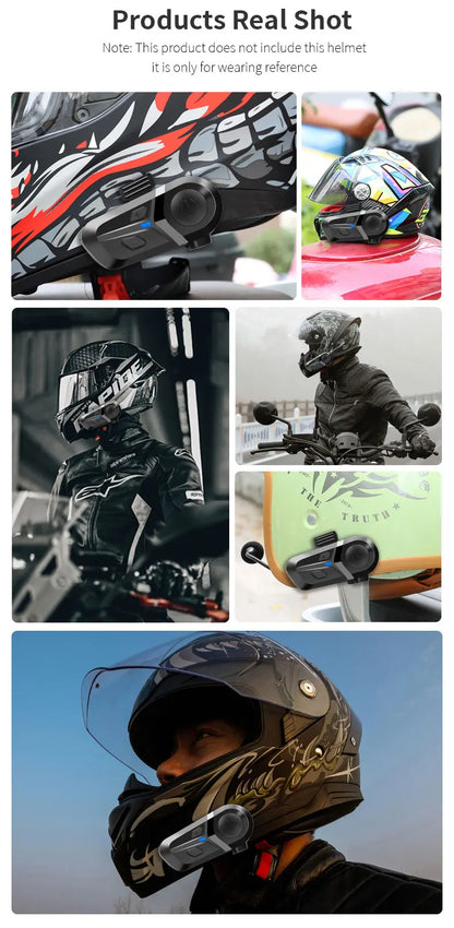 Bluetooth 5.3 Wireless Motorcycle Helmet Headset - Waterproof Earphone with Hands-Free Call & Music Player for Moto Helmet