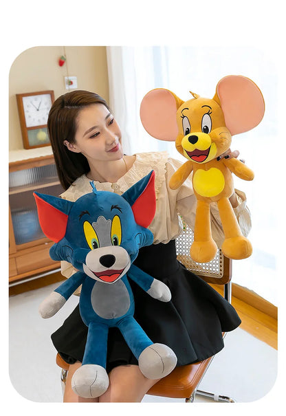 35/45/65cm Cute Cat & Mouse Plush Doll — Large Tom & Jerry Cartoon Stuffed Toy, Children's Soothing Companion Gift