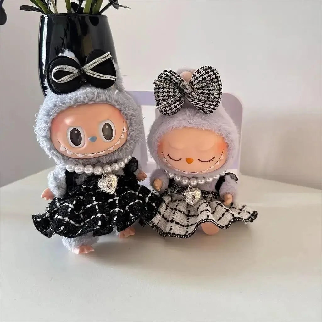 17cm Labubu Doll Clothes – Kpop EXO-Inspired Skirt & Sweater Outfit, V1 V2 Idol Clothing Gift