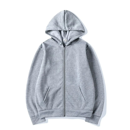 Fashion Zipper Hoodie — Casual Black, Gray & Blue Streetwear Sweatshirt for Men & Women
