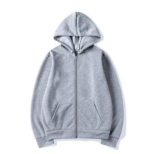 Fashion Zipper Hoodie — Casual Black, Gray & Blue Streetwear Sweatshirt for Men & Women