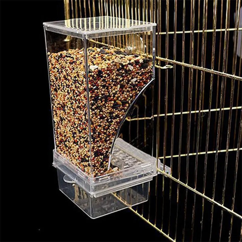 Automatic Bird Feeder: No-Mess Parrot Feeder & Drinker - Acrylic Seed Container for Small & Medium Parakeets
