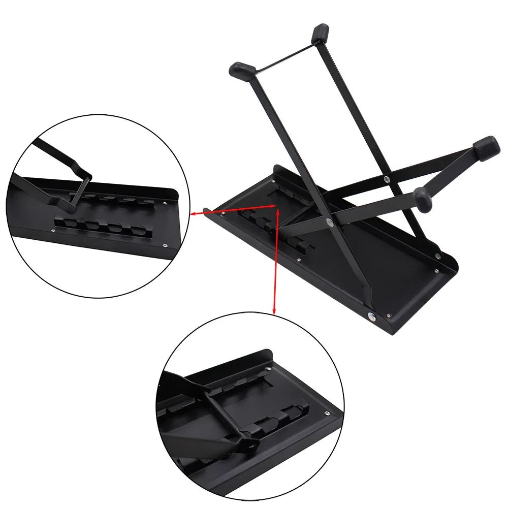 Guitar Foot Stool – 4 Position Height Adjustable, Foldable Pedal Rest for Guitar, Black Footstool for Guitar Pedal Accessories