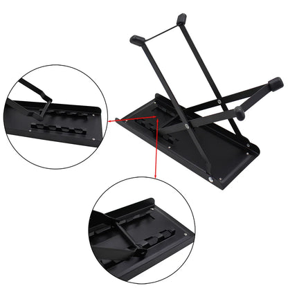 Guitar Foot Stool – 4 Position Height Adjustable, Foldable Pedal Rest for Guitar, Black Footstool for Guitar Pedal Accessories