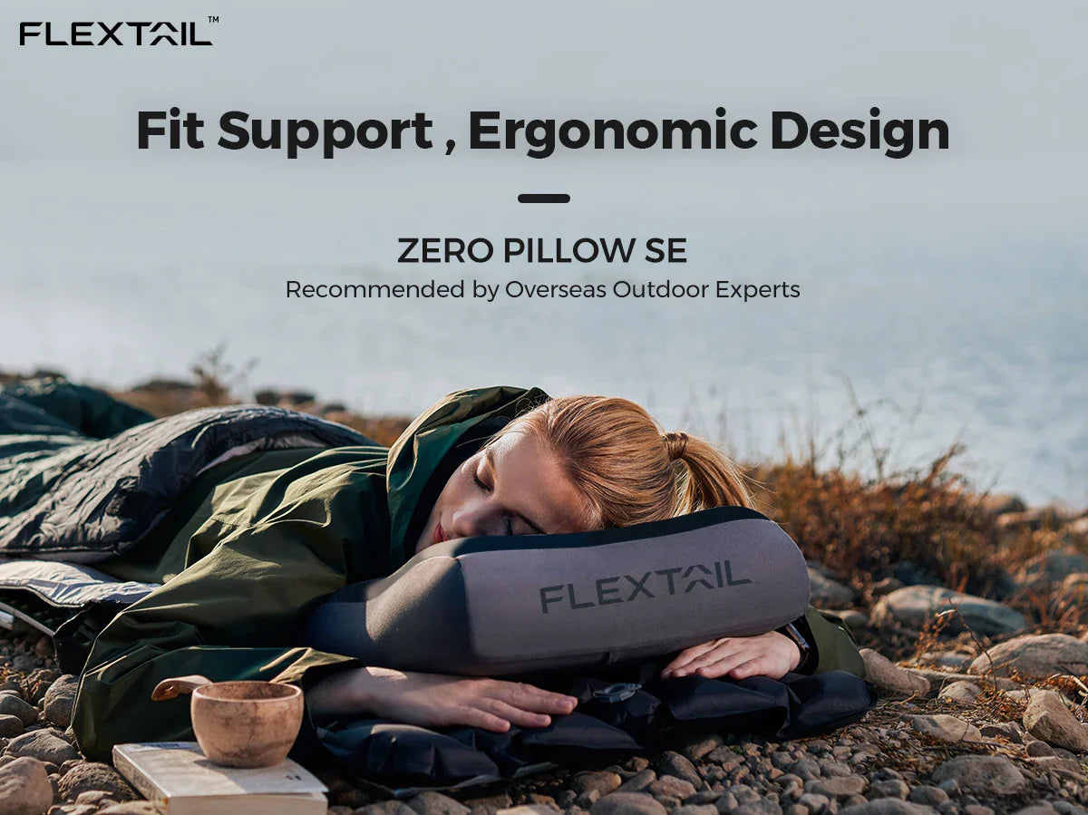 FLEXTAIL ZERO PILLOW SE - Inflatable Camping Pillow, Ergonomic Travel & Home Pillow, Lightweight & Washable