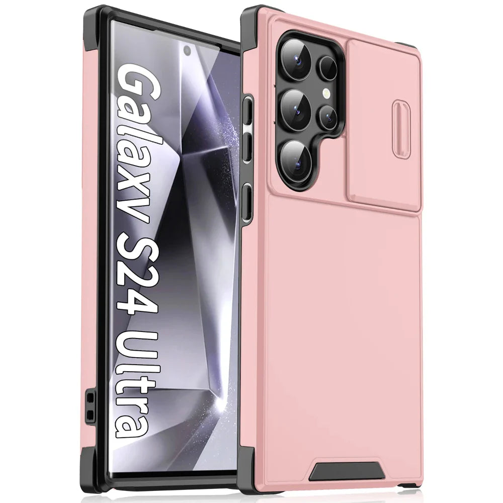 Slide Camera Armor Matte Samsung Case – Shockproof Cover for Galaxy S20–S25 Ultra/Plus/FE & Note 20 Ultra