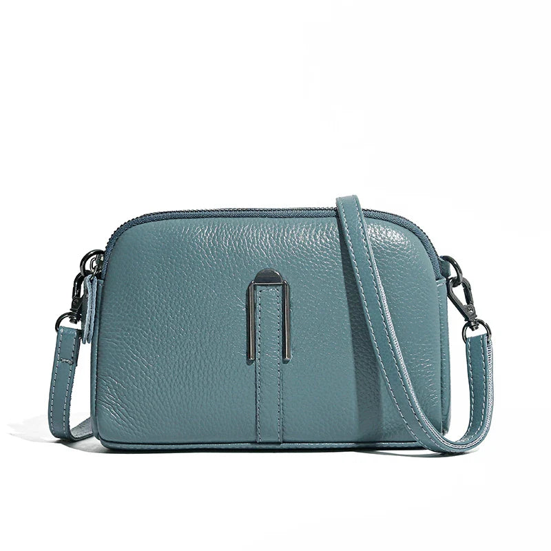 Luxury Genuine Leather Women's Crossbody Bag – Solid Color Shoulder Bag, Clutch & Messenger Purse