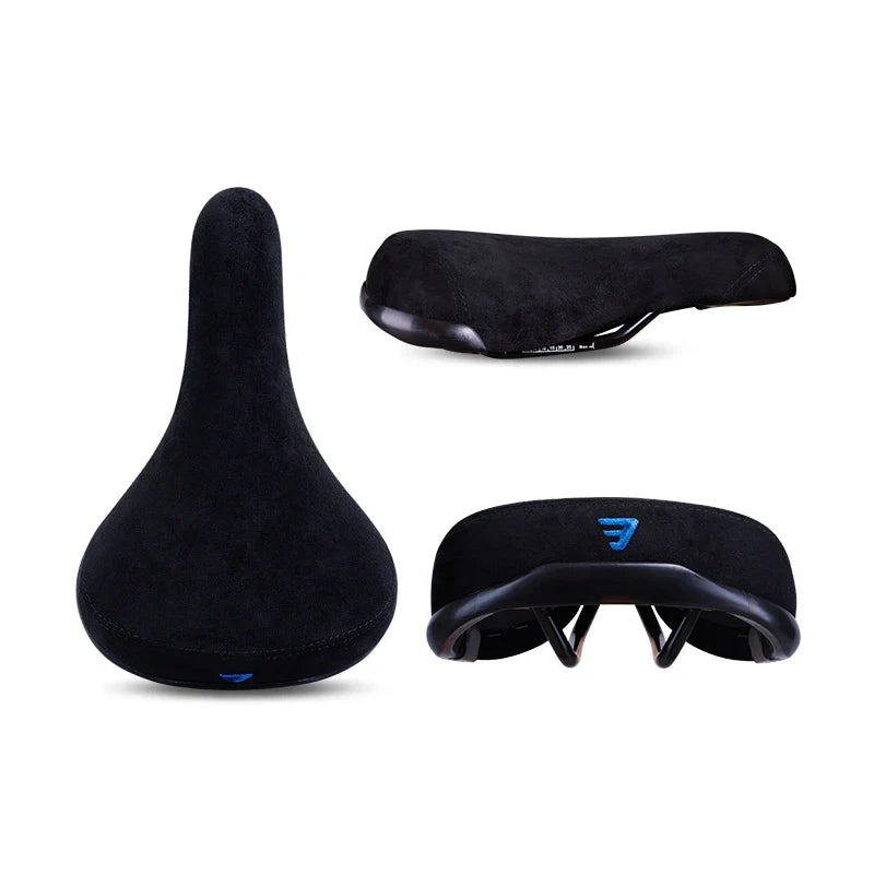 Funsea Bicycle Saddle - Black Wheelie Seat with Embroidered Logo, Flannelette Cover, 8mm Rail for Bikes