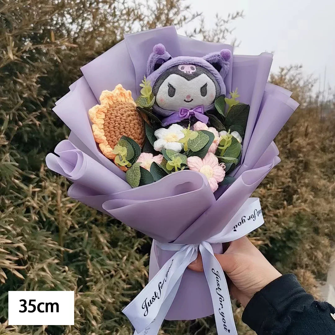 Hello Kitty Plush Bouquet — Anime Rose Soap Flowers for Wedding & Home Decor