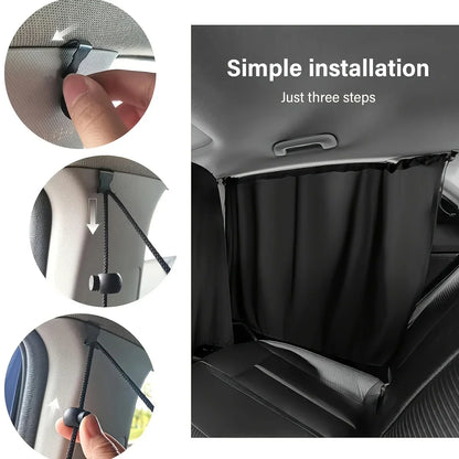 4PCS Car Privacy Curtain Set – Detachable Window Shade Covers for Travel, Camping & Night Rest, Universal Car Sun Privacy Drapes