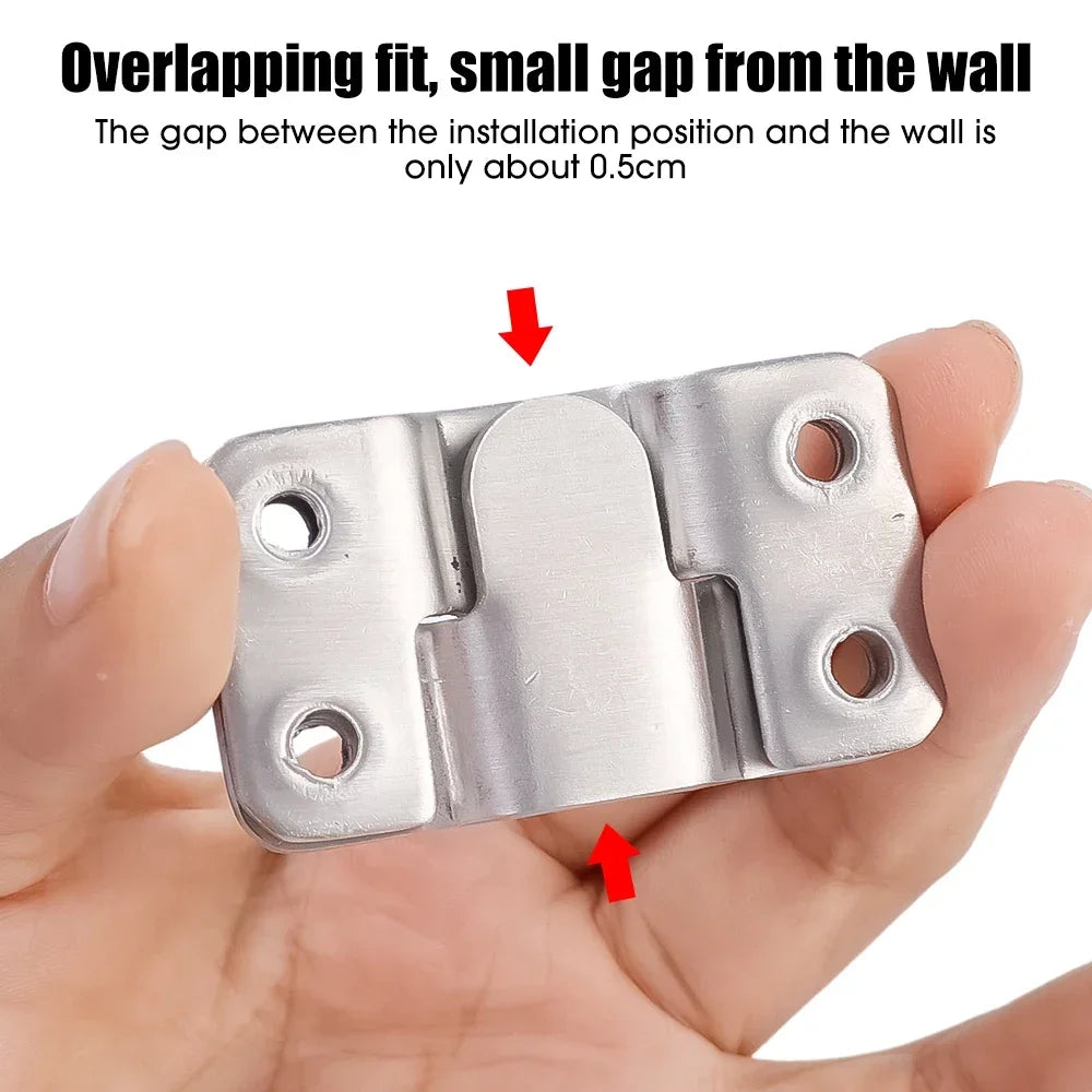 1-10 Set Stainless Steel Picture Frame Hooks | Wall Hanger Flush Mount Hanging Bracket Connector for Furniture