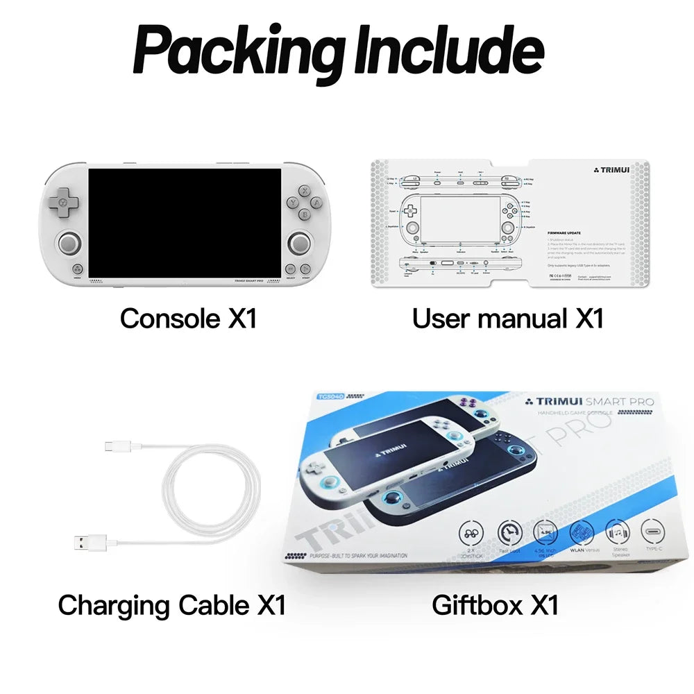 Trimui Smart Pro Handheld Game Console – 4.96" IPS Retro Gaming with RGB Lighting