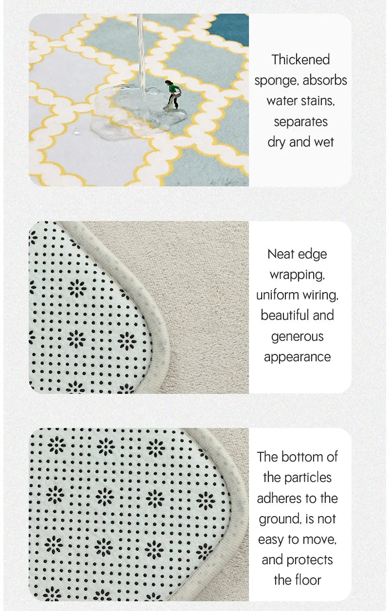 3 Piece Bathroom Mat Set – Non-Slip Toilet, Shower & Bath Floor Absorbent Rugs, Soft Comfortable Carpet for Laundry Room