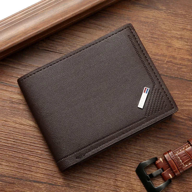 Men’s Slim Leather Wallet – Minimalist Foldable Short Wallet in Soft Genuine Leather for Everyday Carry & Card Holder Convenience