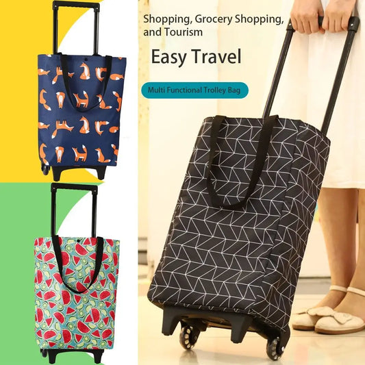 Collapsible Shopping Trolley Bag — Reusable Foldable Grocery Cart with Wheels