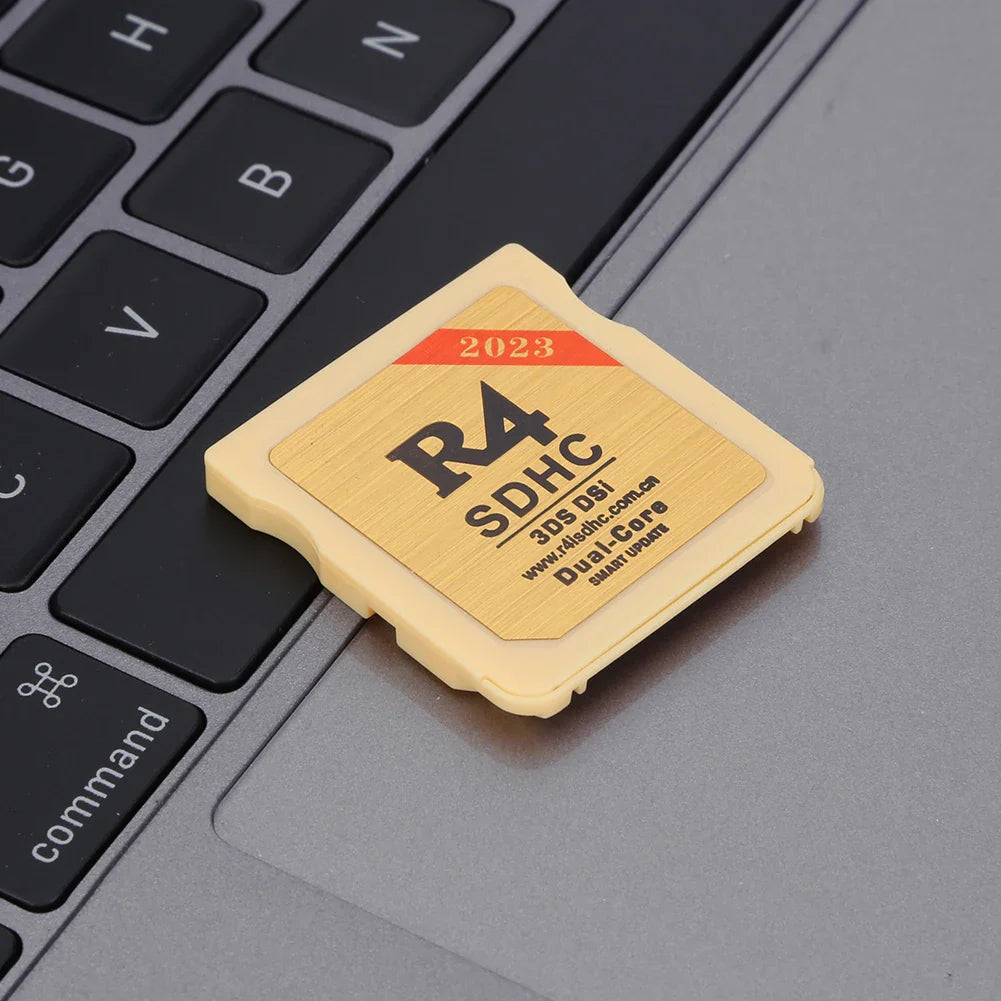 Secure Gold & White R4 SDHC Flashcard – Portable Memory Card for Nintendo 3DS Video Games