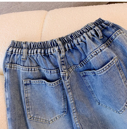 Plus Size Women’s Casual Jeans – Classic Black & Blue Washed Denim for Spring & Autumn, Comfortable & Versatile