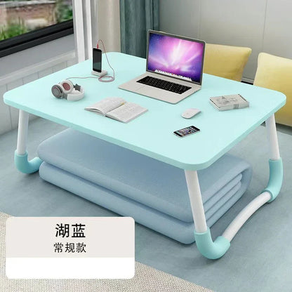 Foldable Laptop Desk for Bed & Sofa – Portable Lap Table with Cup, Book Holder, Drawer, and USB Slot