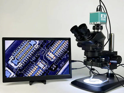 3.5-200X Simul-Focal Stereo Trinocular Microscope Set – 4K/2K/1080P HDMI VGA USB Camera, Clamp & Folding Extension Base