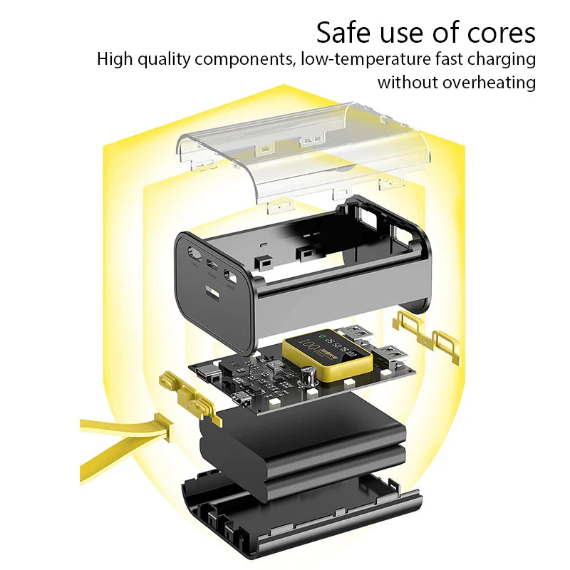 3x18650 Power Bank Battery Storage Case - Dual USB Charging, Night Light DIY Shell for iPhone, Xiaomi, and 18650 Batteries