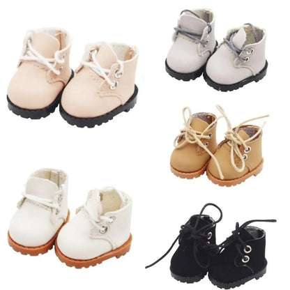 Labubu Doll Shoes – 3.8cm Lace-Up Mini Leather Shoes for 15-17cm Dolls, Cute Kawaii Accessory