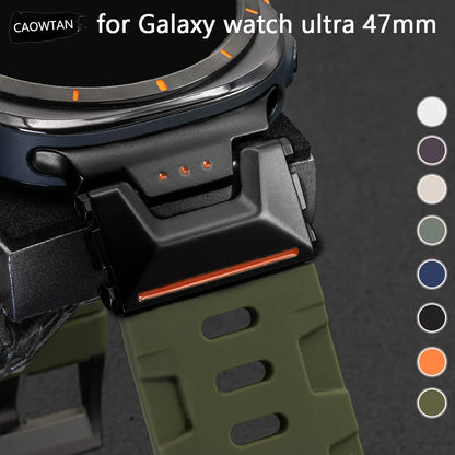 Soft Silicone Luxury Sport Strap for Samsung Galaxy Watch Ultra 47mm — No-Gap Curved End Band for Men