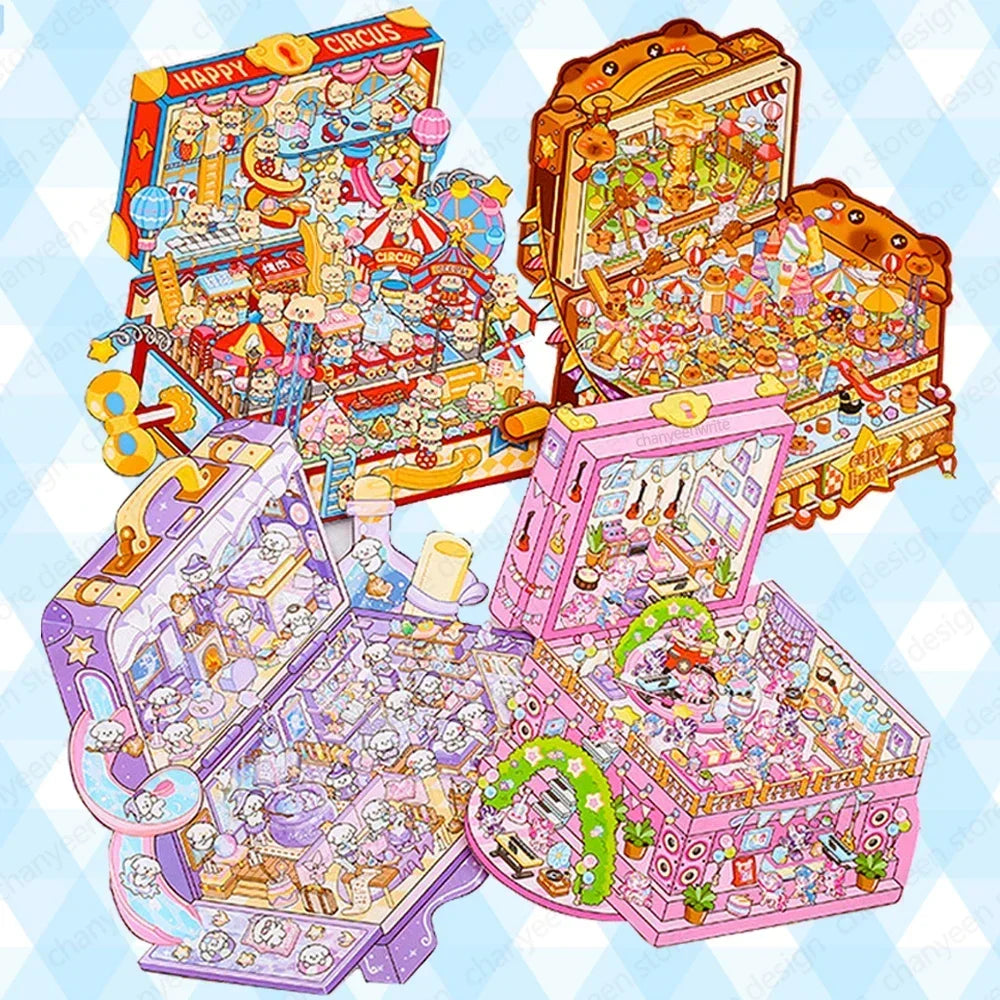 DIY Plus Size 3D Treasure Box World Landscape Stickers - Pocket Cabin Scene | Creative Gift for Kids