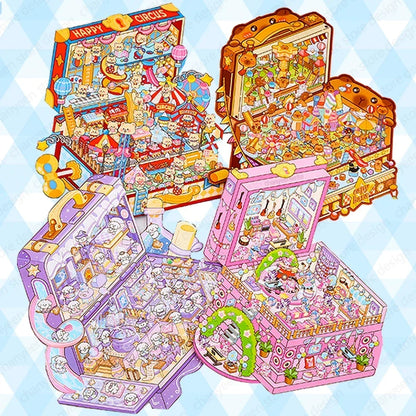 DIY Plus Size 3D Treasure Box World Landscape Stickers - Pocket Cabin Scene | Creative Gift for Kids