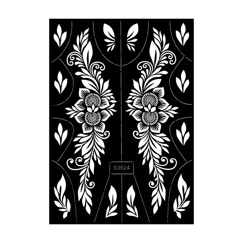 Reusable Henna Stencil Templates for Hand & Body – Floral Tattoo Stencils for Women, Weddings & Festivals Body Art Makeup Tools