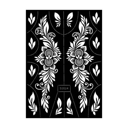 Reusable Henna Stencil Templates for Hand & Body – Floral Tattoo Stencils for Women, Weddings & Festivals Body Art Makeup Tools