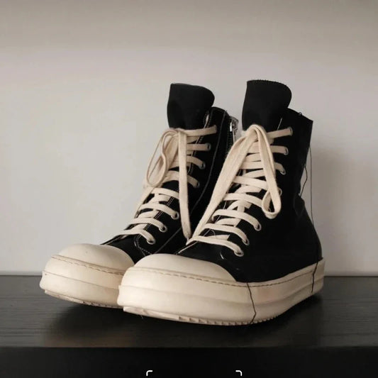 Owens 2025 Sneakers – Women & Men Casual Lace-Up Canvas High-Top Shoes with Thick Sole, Trendy Punk Style