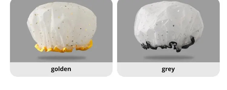 Double-Layer Waterproof Shower Cap — PVC Bathing Hat for Adult Women, Kitchen & Bathroom Use