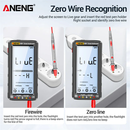 ANENG 681 Rechargeable Digital Multimeter — Professional Non-Contact AC/DC Voltage & Current Tester with LCD Screen