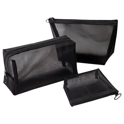 New Mesh Transparent Cosmetic Bags – Small & Large Clear Makeup Pouch, Portable Travel Toiletry Organizer with Lipstick Storage