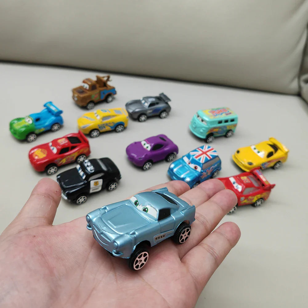 12pcs Disney Pixar Cars Toy Set – Lightning McQueen, Jackson Storm, Mater & More | Back-Force PVC Model Cars for Kids