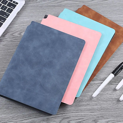 Reusable A4 Whiteboard Notebook - Erasable Leather Memo Pad with Pen & Cleaning Cloth