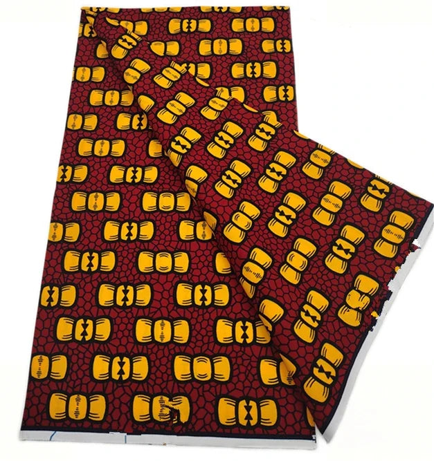 African Wax Print Fabric - High-Quality Cotton Ankara Gold Print Pagne for Wedding & Dress Sewing